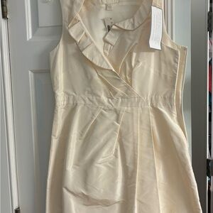 J. Crew Cream Pleated Asymmetrical Sundress